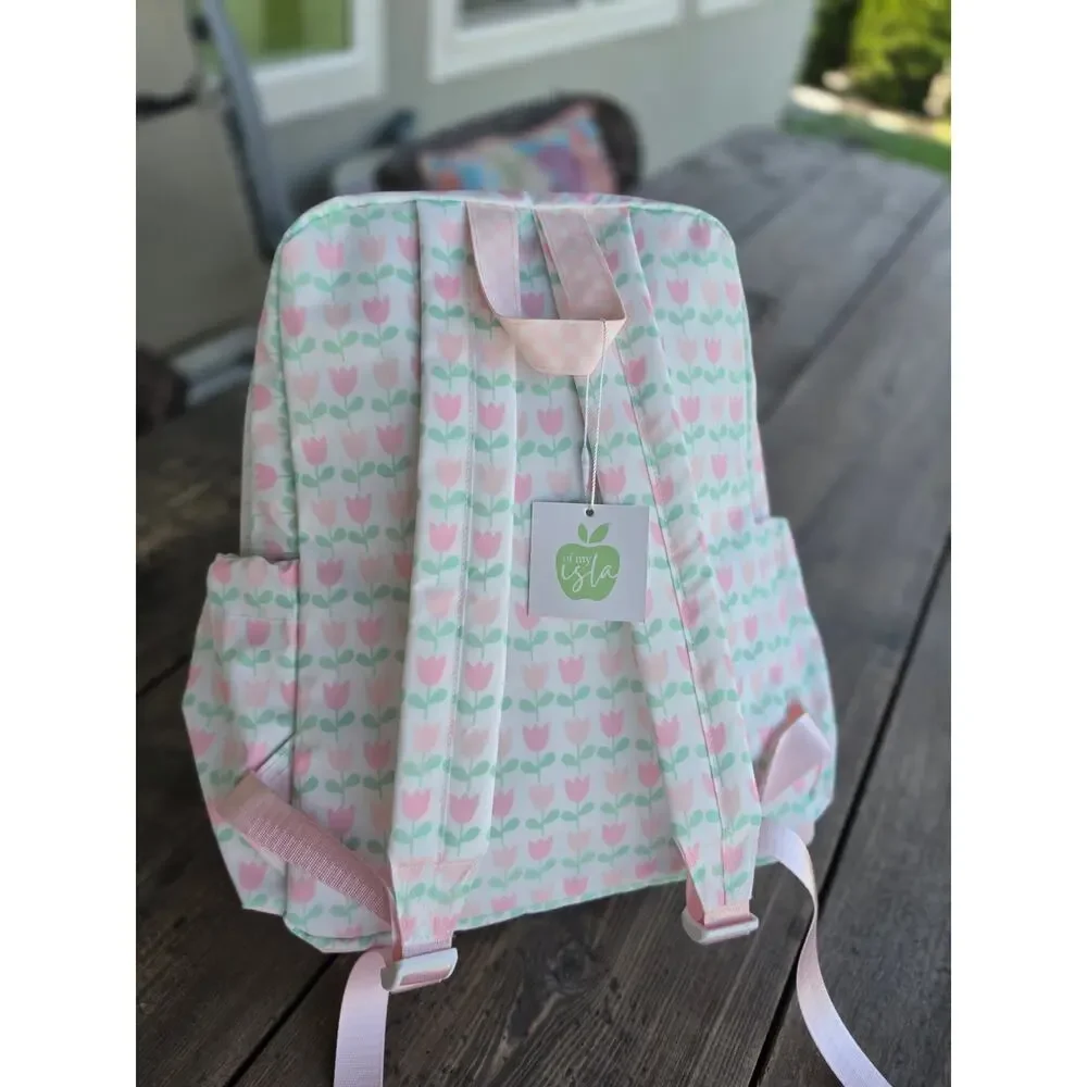 NEW Apple of my Isla Tulip backpack with drink sleeves/ wipeable/ 2 sizes